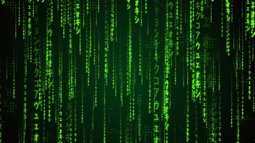 Green Matrix Rain Code Background Loop