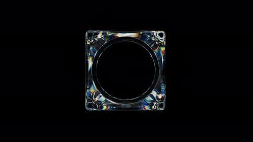 3D transparenter, rotierender glänzender Würfel mit Löchern und Streueffekt, reflexionsarme Regenbogenfarben