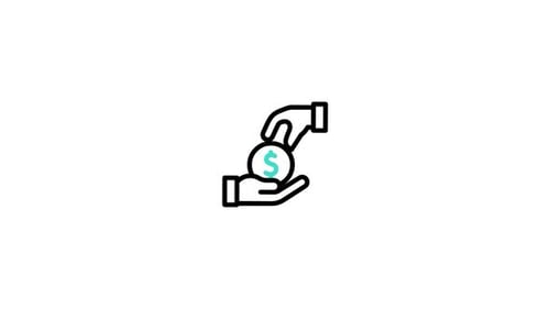 Corporate Minimalist Animation of Hands Giving Dollar Coin
