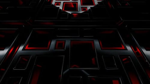 Futuristic Abstract Metallic Grid with Red Light Loop