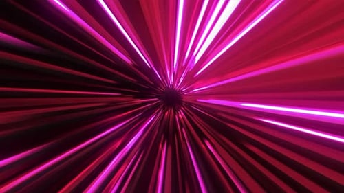 Abstract Speed Warp Tunnel with Pink and Red Neon Lights