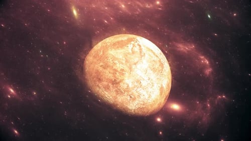 Rotating Abstract Planet in Cosmic Nebula Background