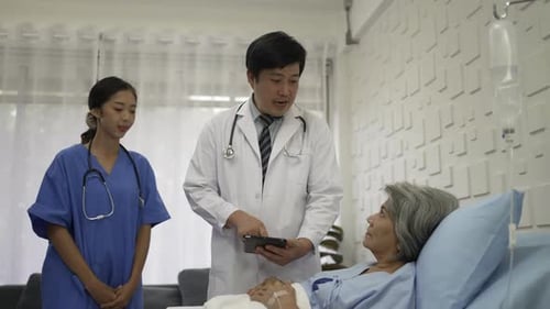 Senior female patient stay in hospital as inpatient.