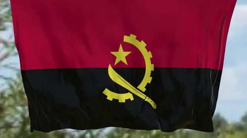 Angola Waving Vertical Flag