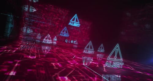 Alert warning symbols loop cyber concept