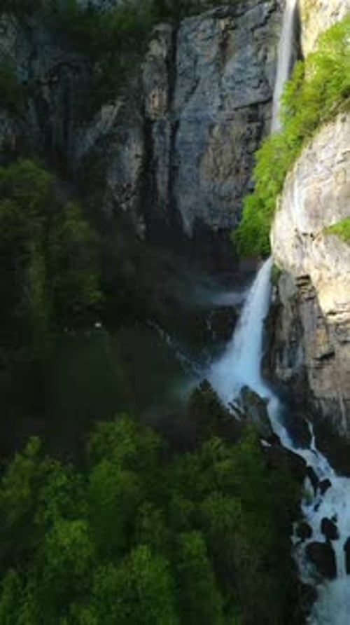 Seerenbach Falls Swiss alpine waterfall Seerenbachfälle Switzerland nature vertical video