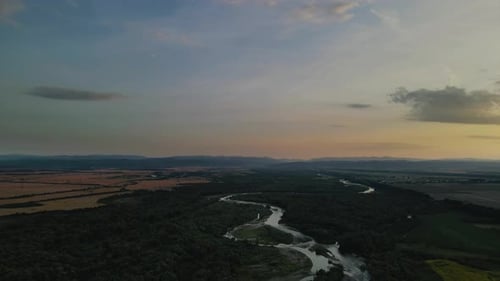 Beautiful drone panoramic view of green forest