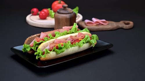Delicious Sandwiches with Ham Lettuce and Tomato