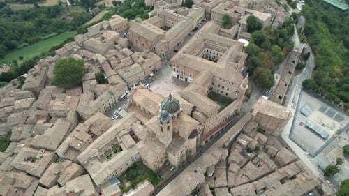 Aerial View of Beautiful European Town Architecture