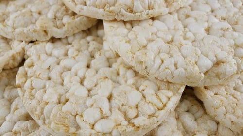 Close up video of light and airy rice cakes
