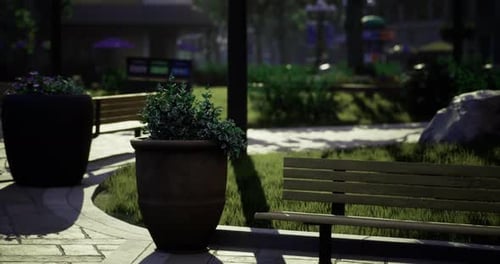 Green Grass and Colorful Flowers Adorn a Peaceful Park Setting