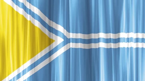 Waving Fabric Flag Background in Blue and Yellow