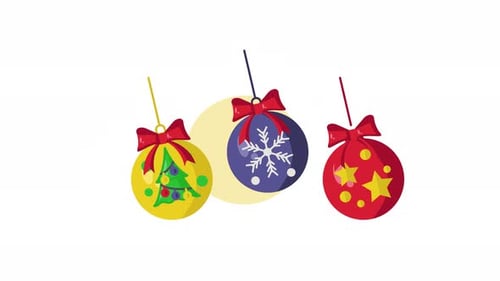 Flat christmas ball ornaments icon animation illustration motion graphic video
