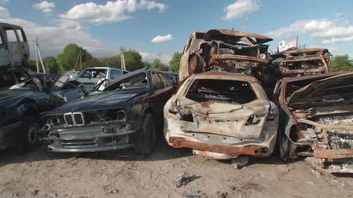 Aftermath of Russian Aggression Near Suburbs of Ukrainian Capital City