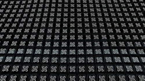 Floating Background with Black Cubes, White Shapes, Unique Design, Reflection, Exclusive, 3D Render