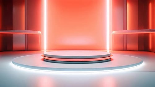 Futuristic 3D Podium Display with Neon Lights