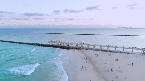 Miami Beach South Beach Aerial View of Miami Coastline Shore Waterfront Near Ocean