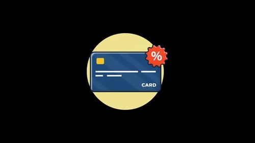 Bank Card with Discount Percent. Card Discount Concept Animation Video - Transparent