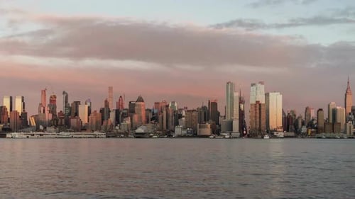 Cinematic And Majestic View Of Manhattan Cityscape, NYC, USA