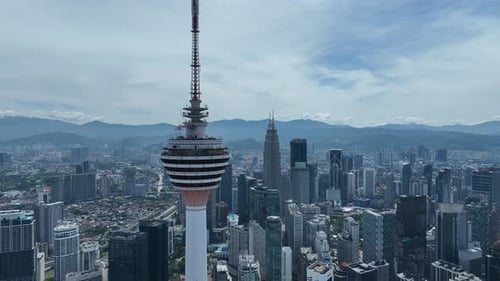 Aerial view of KL Tower and skyscrapers in Kuala Lumpur city