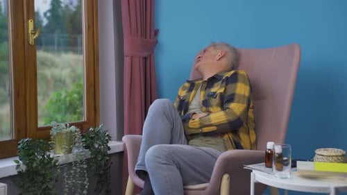 Man experiencing stomachache.