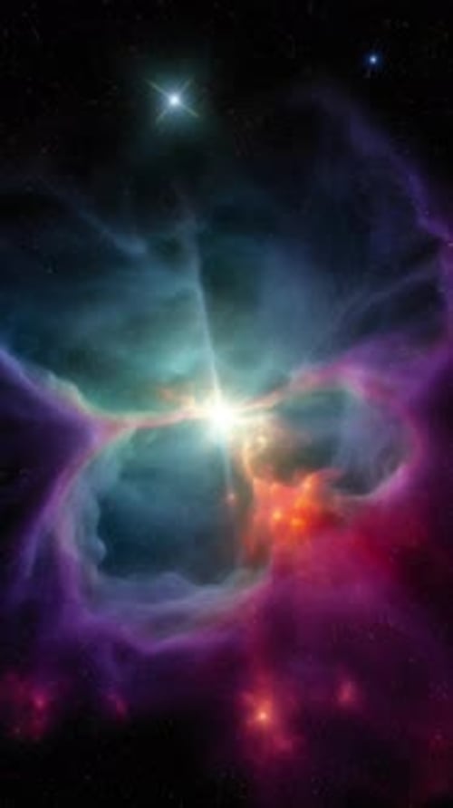 Beau fond spatial avec une incroyable vidéo verticale sur la galaxie