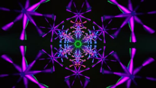 Futuristic Neon Geometry With Rotating Light Animations