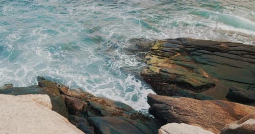 Beautiful Ocean Waves Crashing on the Rocky Coast Halifax Nova Scotia Canada