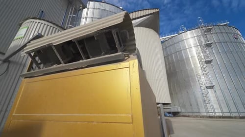 Large industrial plant with special equipment for processing crop.