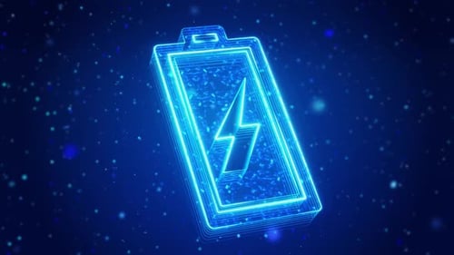 Neon Digital Battery Charging Icon Animation