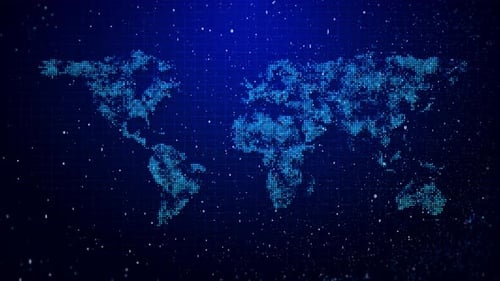 Digitaler Erdkartenhintergrund Soziale Netzwerkverbindungen Globale Welt Big Data Bitcoin Blockchain