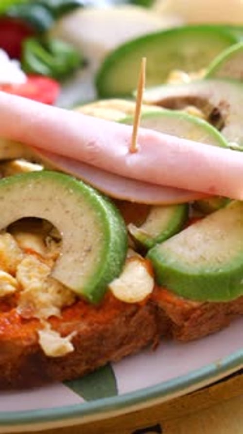 Toast with Avocado, Ham and Scrambled Egg