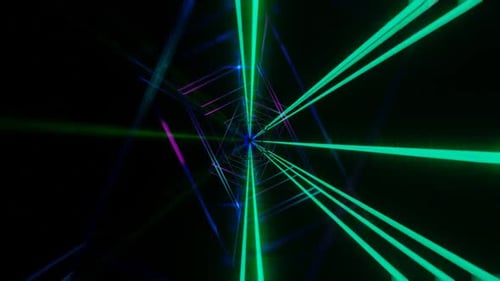 Abstract Geometric Neon Light Tunnel Flythrough Background