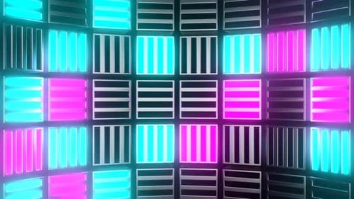 Cyan And Pink Cube Strobes Background Vj Loop In HD
