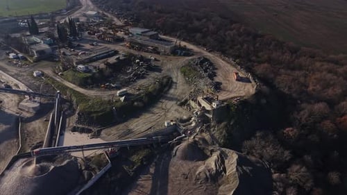 Aerial View of Gravel Quarry and Processing Plant