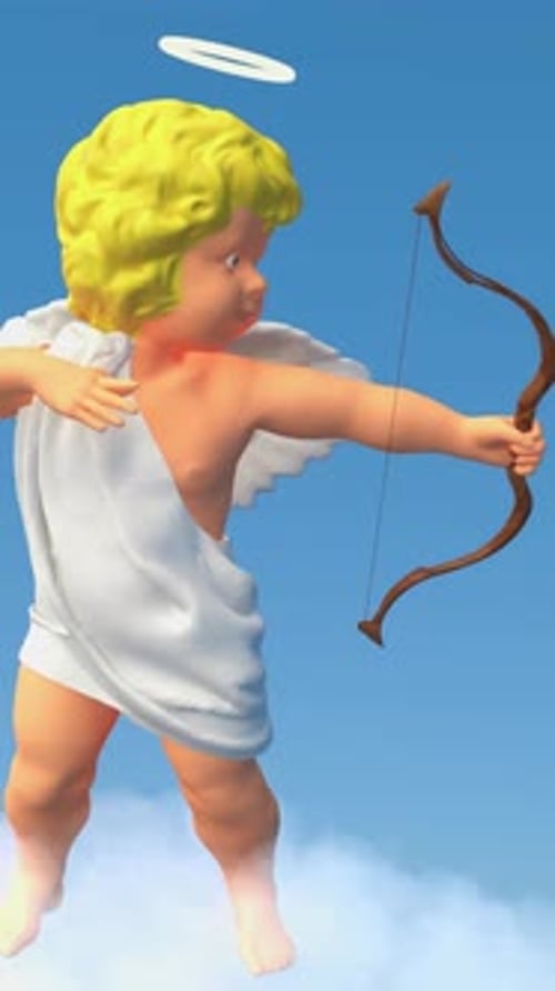 Animated 3D Cupid Character Flying and Shooting Bow and Arrow