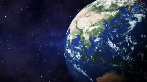 Realistic 3D Earth Planet Rotation in Space Animation Loop