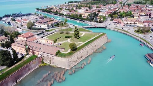 Peschiera del Garda with Lake Garda with mountains and lake