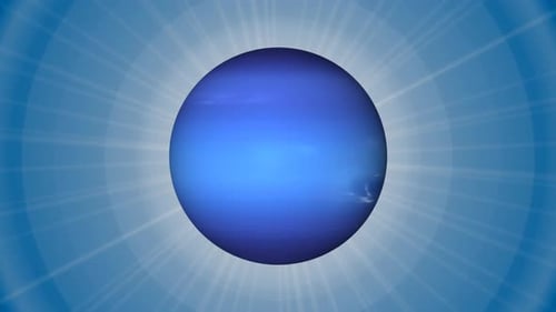 Vorderansicht des rotierenden Neptunplaneten im Weltraum. Videokonzept für Wissenschaft und Technologie. Vd 878