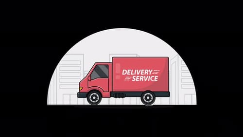 Flat Design Animated Delivery Service Truck