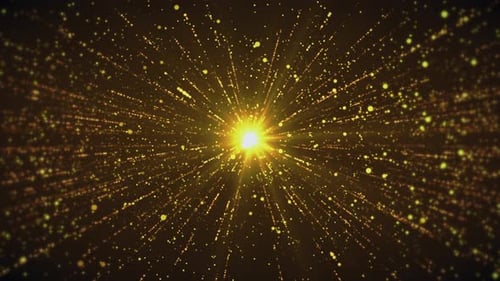 Golden Shimmering Particles Radiating Light Burst Background Loop