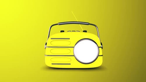 3D Animated Retro Yellow Radio Rotating