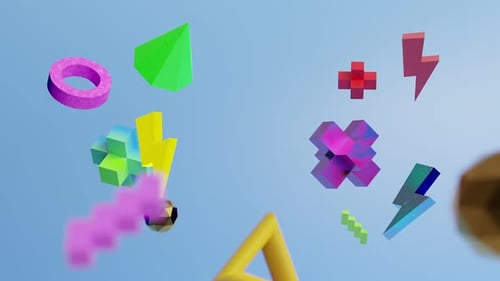 Colorful 3D Geometric Shapes Floating Abstract Background Animation