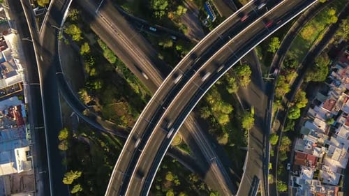 Aerial view of a highway with traffic, hyper lapse with drone, 4k.