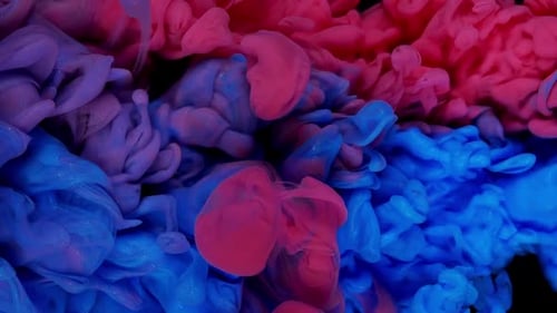 Abstract Blue and Red Paint Swirling Composition