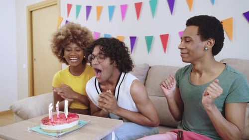 Friends Celebrate Birthday Together at Home
