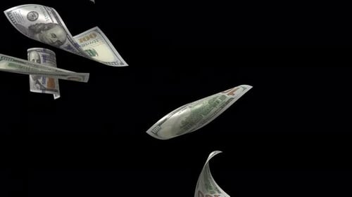 Falling One Hundred Dollar Bills for Finance and Success Videos