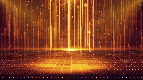 Golden Light Ray Stage Background with Particles