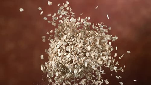 Oats flying in slow motion