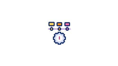 Animated Icon of Process Flow and Timeline Gear
